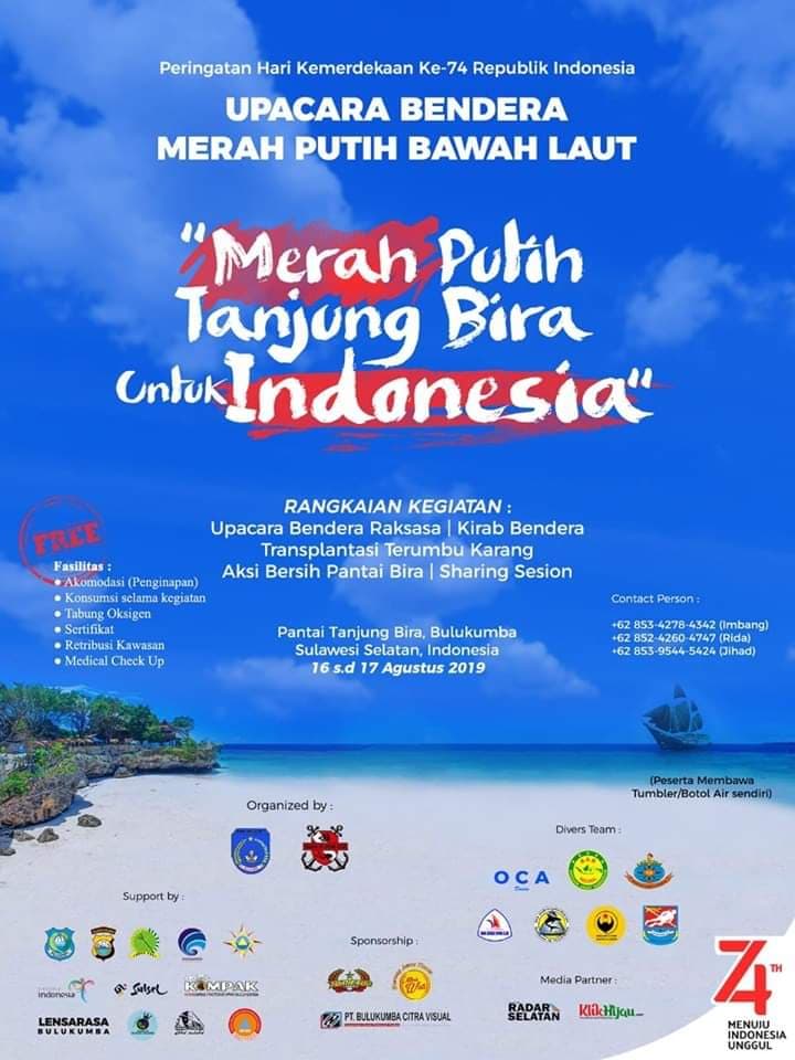 Bendera Merah Putih Raksasa Akan Dikibarkan di Perairan Bira