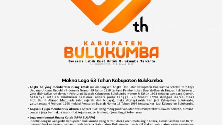 Hari Jadi Bulukumba ke-63, Ini Logo dan Temanya