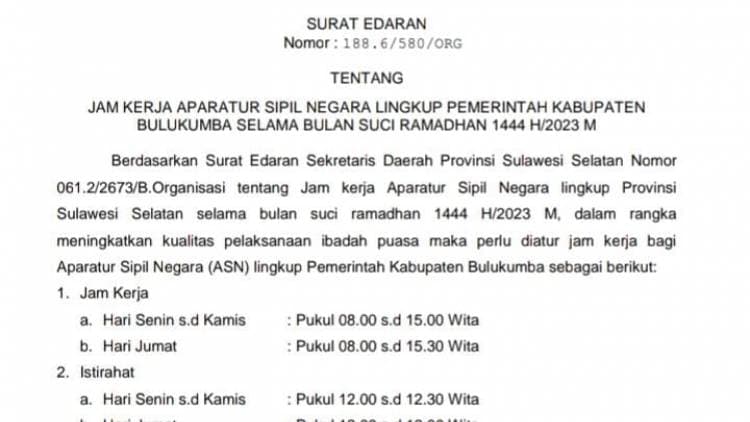 Jam Kerja ASN Dikurangi Selama Ramadan