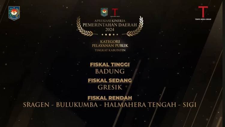 Bupati Andi Utta Terima Penghargaan Apresiasi Kinerja Pemerintahan Daerah