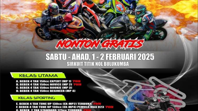 Spesial HUT ke-65 Bulukumba, Masyarakat Disuguhkan Balap Motor di Sirkuit Titik Nol Bira